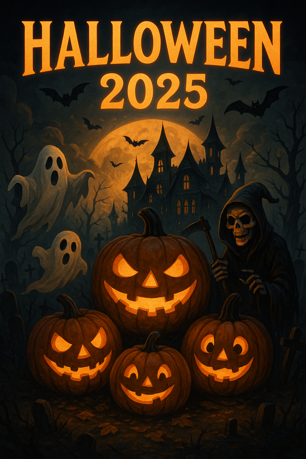 halloween med græskar og spøgelser