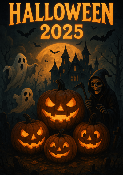 halloween med græskar og spøgelser